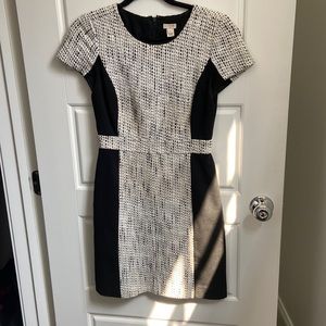 J. Crew Black and White Tweed Sheath Dress